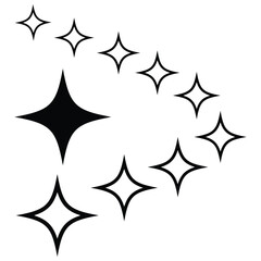 Twinkling star set. Set of twinkling star vector on a white background. Glowing light effect black stock  star collection. Vector illustration. eps 10