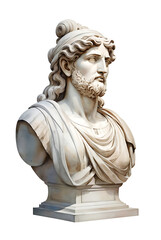Watercolor painted ancient classical male sculpture bust isolated on white background. Generative AI.