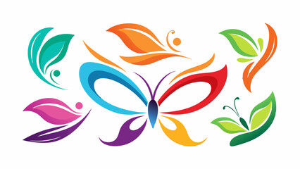 Quartet of Colorful Abstract Butterflies. Vibrant beauty butterfly collection. butterfly logo beauty spa lifestyle care relax yoga, abstract wings set of symbol icon design vector.
