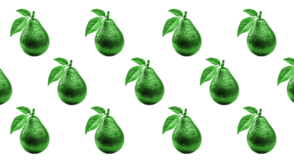 Fruit pattern made with avocado fruits isolated on transparent background, png cutout.