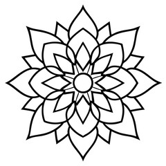 Mandala line art silhouette with white background