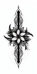 Fototapeta premium Tribal Flower tattoo flash styles illustration