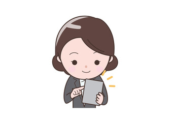 タブレット端末を操作するビジネスウーマン