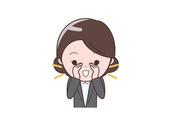 大声で呼びかけているビジネスウーマン