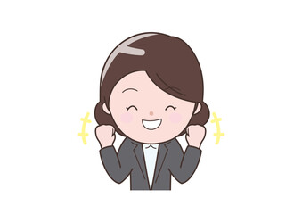 両手ガッツポーズで喜ぶビジネスウーマン