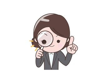 虫メガネで調べているビジネスウーマン