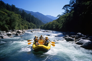 Thrilling Whitewater Rafting Adventure in Mountain River