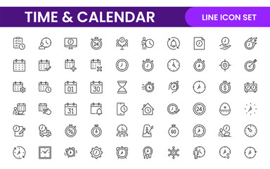 Time, clock and Calendar related line icon set. modern line icon illustration collection