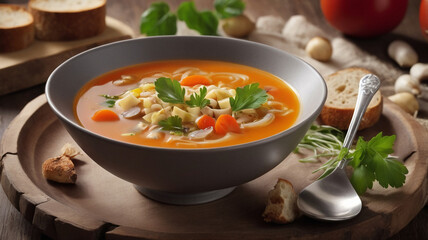 Warm soup served in a bowl