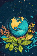 Naklejka premium Mother Earth Day. Protection of planet