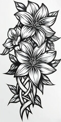 Tribal Flower tattoo flash styles illustration