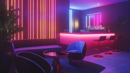 Neon Bar Interior