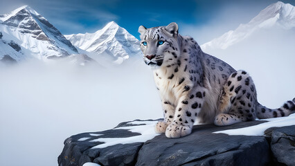 snow leopard in the snow
