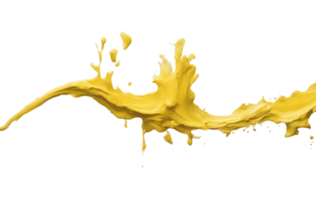 Yellow stroke of paint isolated on transparent background