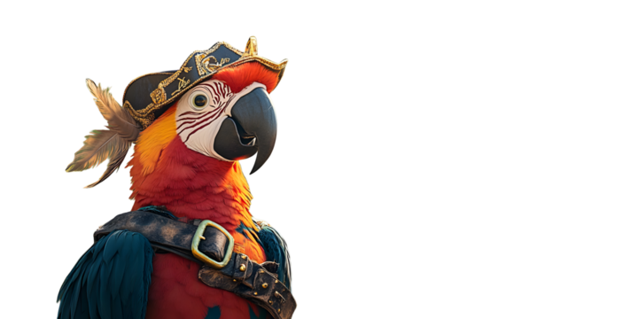 Cartoon Parrot Dressed as a Pirate. - Powered by Adobe