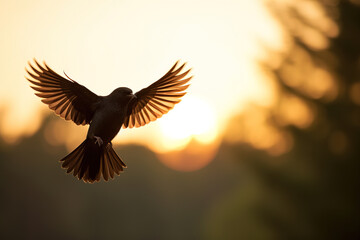 Obraz premium Bird Silhouette in Golden Sunset - Nature Photography
