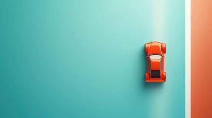 Obraz premium Retro Pixelated Race Car on 16-Bit Track with Copy Space, Classic Racing Game Theme