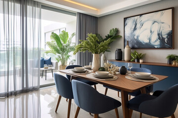 Modern Dining Room Interior Design with Balcony View