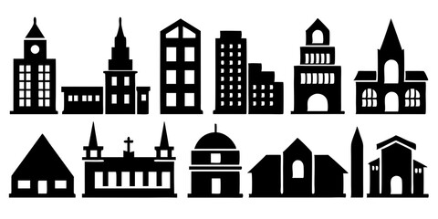 Obraz premium Buildings icons on white background