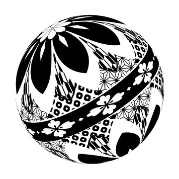 recommend clip art: 和柄の模様が付いた毬のシルエット素材
