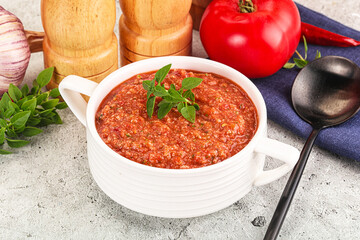 Cold vegan tomato soup Gazpacho