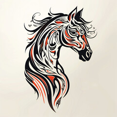 Tribal Horse Tattoo very simple traditional tattoo flash styles illustration