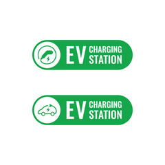 EV charging station banner. Electric vehicle charging station icon. Electric recharging point, vector illustration