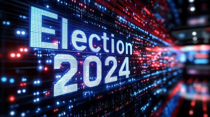 Fototapeta premium Election 2024 neon text