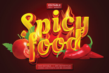 editable spicy food text effect with fire decoration