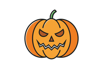 Pumpkin Halloween vector line art, watercolor clipart illustration with isolated on white background