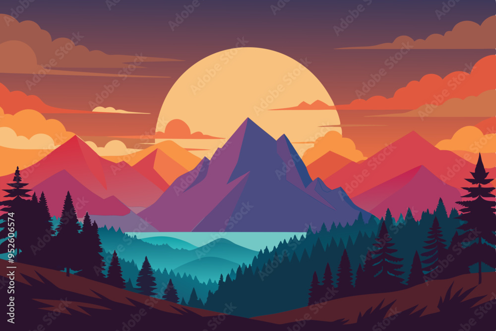 Wall mural Sunrise in the mountains