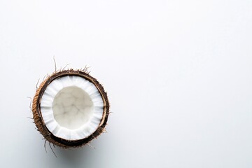Half Coconut on White Background