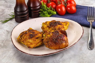 Roasted chicken thighs  with spices