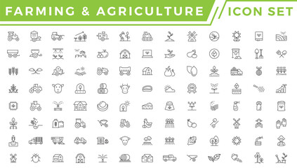 Agriculture and Farming simple vector icon set illustration