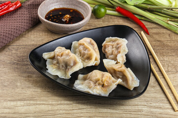 Asian steamed dumplings with meat