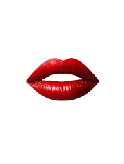 Fototapeta premium red woman lips in lipstick isolated on transparent background