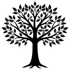 Fototapeta premium Decorative Tree silhouette on white background