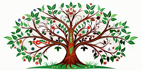Obraz premium Decorative Tree silhouette on white background