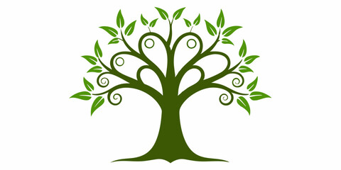 Fototapeta premium Decorative Tree silhouette on white background