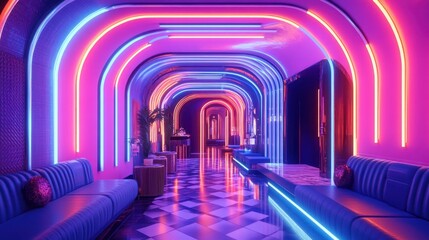 Neon Lights Corridor