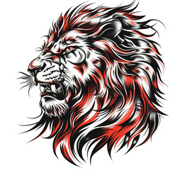 Tribal Lion Tattoo very simple traditional tattoo flash styles illustration