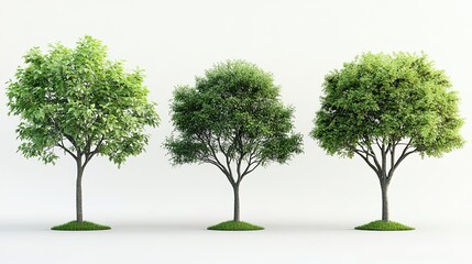 Obraz premium Four realistic trees with different forms and sizes