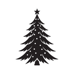  christmas tree silhouette vector, isolated on white background, black and white silhouette, vector and illustration, silhouette style