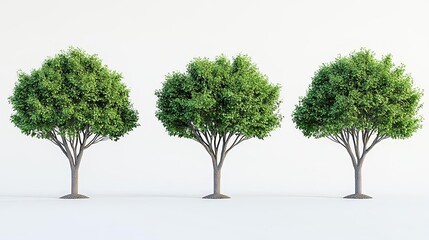 Obraz premium Four realistic trees with green leaves