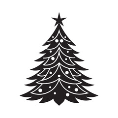  christmas tree silhouette vector, isolated on white background, black and white silhouette, vector and illustration, silhouette style