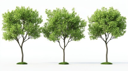 Obraz premium Four trees with realistic green leaves