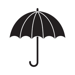 Umbrella silhouette vector, isolated on white background, black and white silhouette, vector and illustration, silhouette style