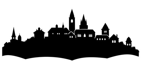 Obraz premium silhouette of town on white background