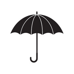 Umbrella silhouette vector, isolated on white background, black and white silhouette, vector and illustration, silhouette style