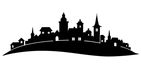 silhouette of town on white background
